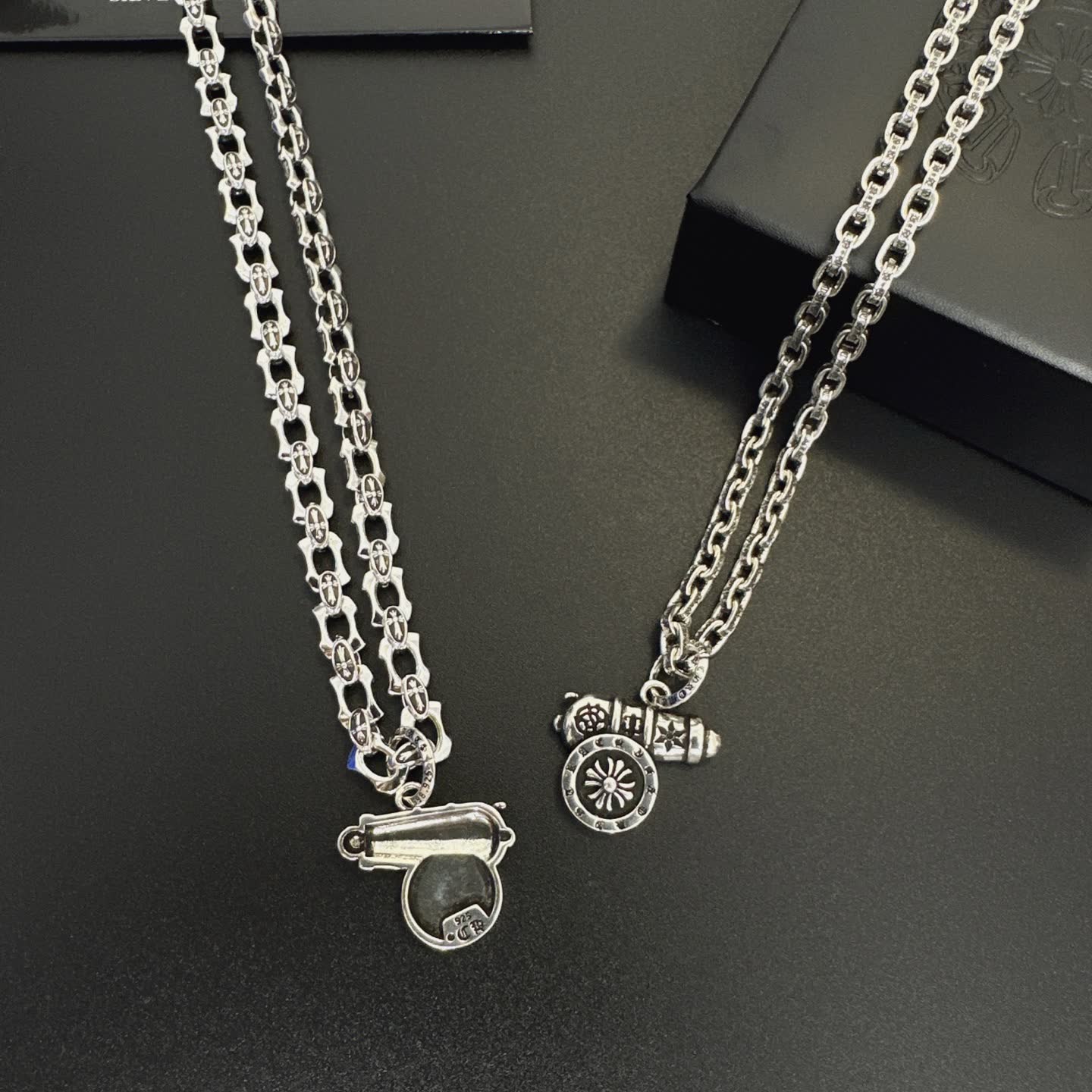 Chrome Hearts Silver Chain with Cannon Pendant